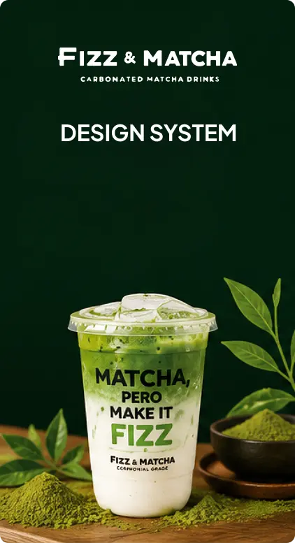 Fizz & Matcha carbonated matcha drink brand design system