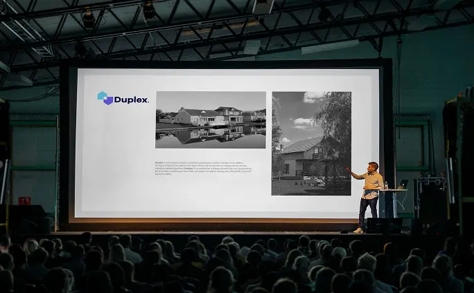 Duplex real estate brand design applications and visual identity