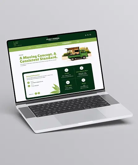 Fizz & Matcha Shopify website contact and locations page design