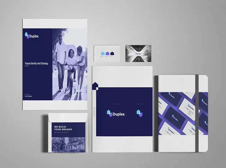 Duplex modern real estate brand identity design