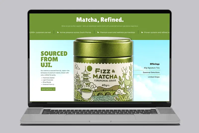 Fizz & Matcha premium ceremonial grade matcha product website design