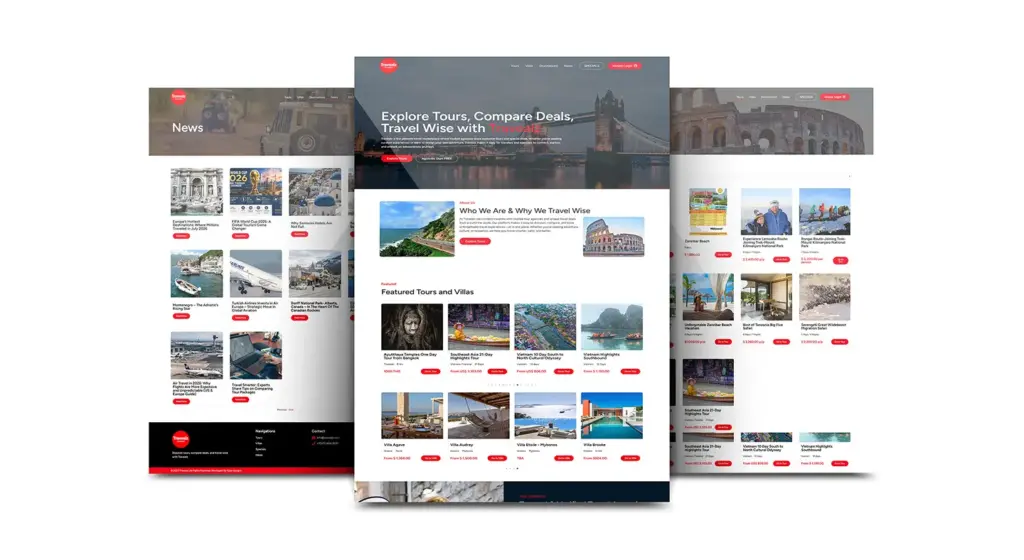 Travealz travel marketplace homepage design